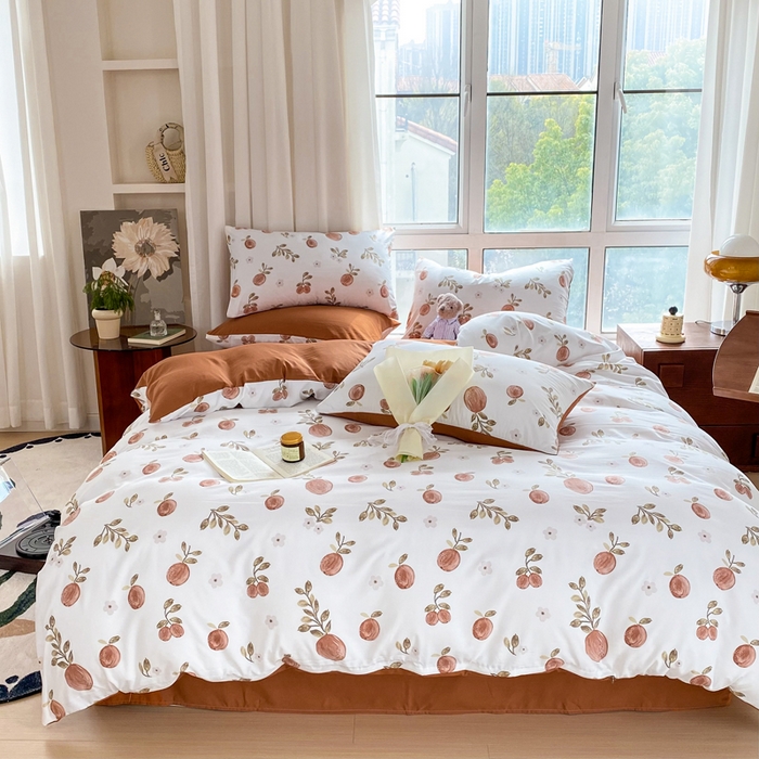 91家纺网 家纺一手货源 找家纺 美莱 2023直播爆款水洗棉麻四件套小清新套件可谈价 密果