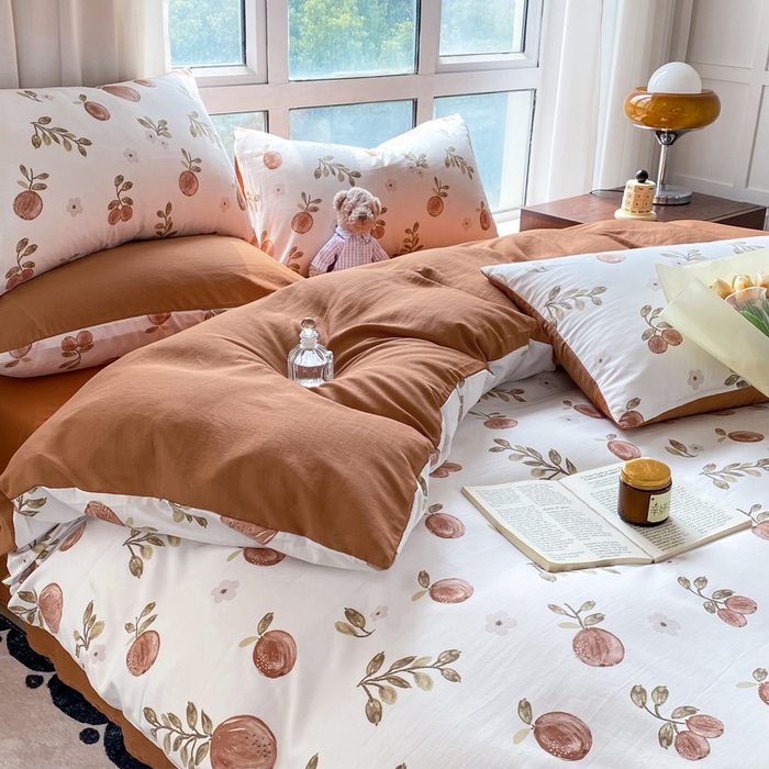 91家纺网 家纺一手货源 找家纺 美莱 2023直播爆款水洗棉麻四件套小清新套件可谈价 密果