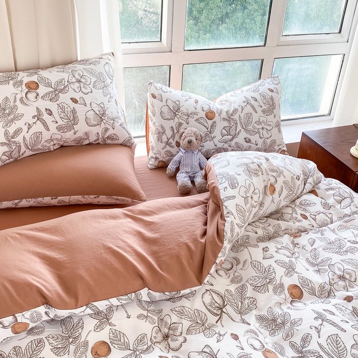 91家纺网 家纺一手货源 找家纺 美莱 2023直播爆款水洗棉麻四件套小清新套件可谈价 木槿