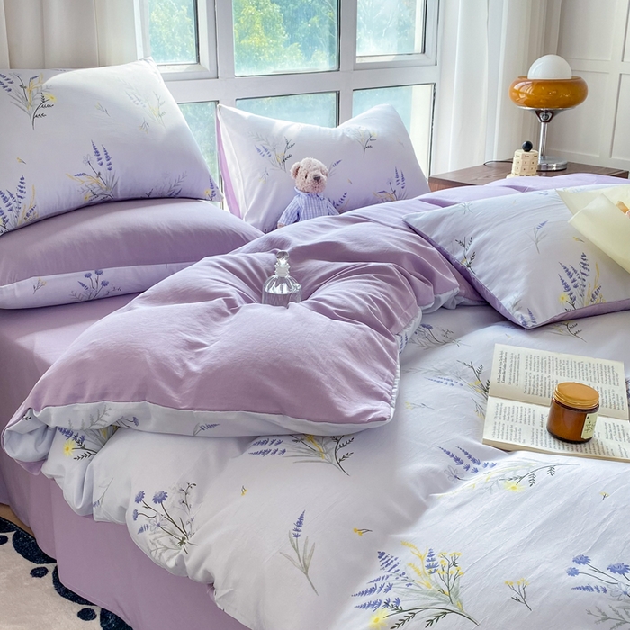 91家纺网 家纺一手货源 找家纺 美莱 2023直播爆款水洗棉麻四件套小清新套件可谈价 仙草