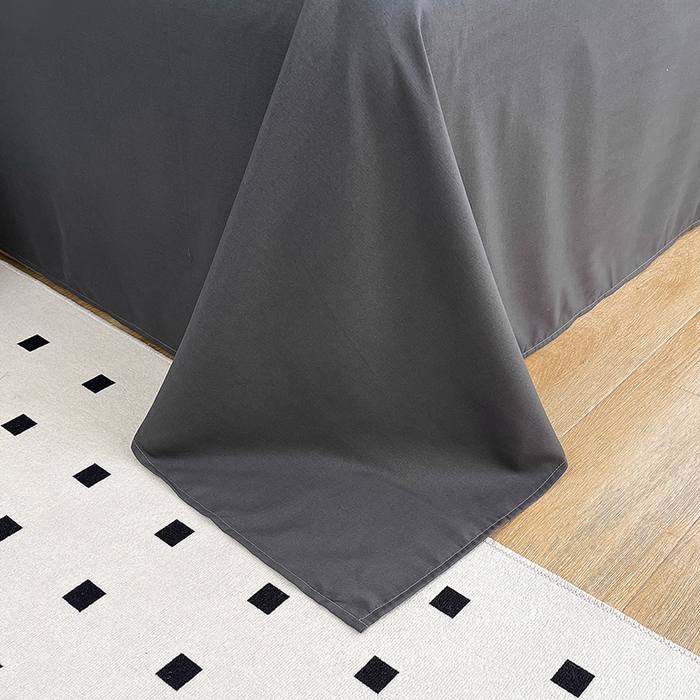 91家纺网 家纺一手货源 找家纺 曼谷 新款毛巾绣四件套ins煤球图案柔软磨毛水洗棉套件 煤球-深灰