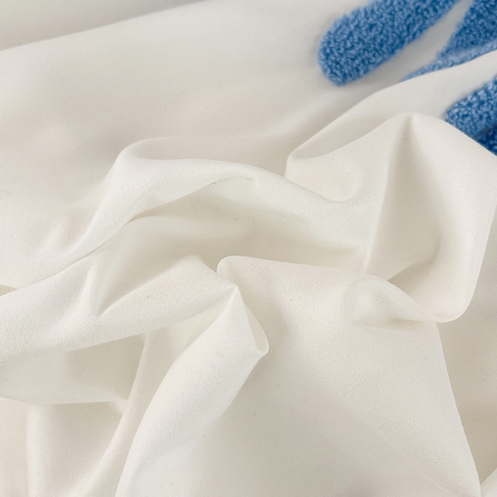 91家纺网 家纺一手货源 找家纺 曼谷 新款毛巾绣四件套ins煤球图案柔软磨毛水洗棉套件 煤球-白天蓝