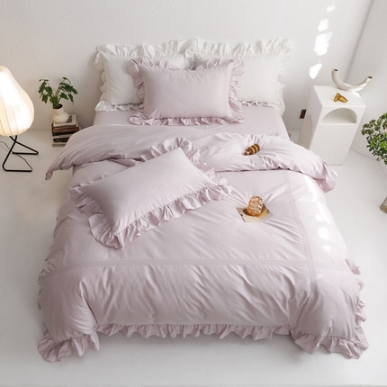 91家纺网 家纺一手货源 找家纺 首尔2023新款全棉泡芙四件套系列 泡芙-香芋紫