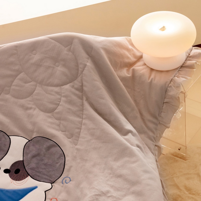 91家纺网 家纺一手货源 找家纺 喜多兔 2023新款小轻柔纱布纯棉双层纱空调被 灰色Q小狗