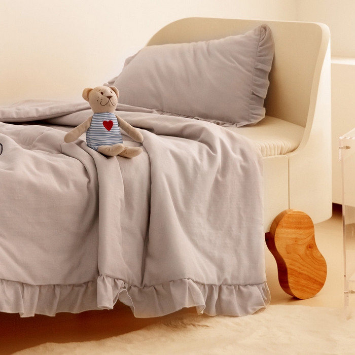 91家纺网 家纺一手货源 找家纺 喜多兔 2023新款小轻柔纱布纯棉双层纱空调被 灰色萌熊猫