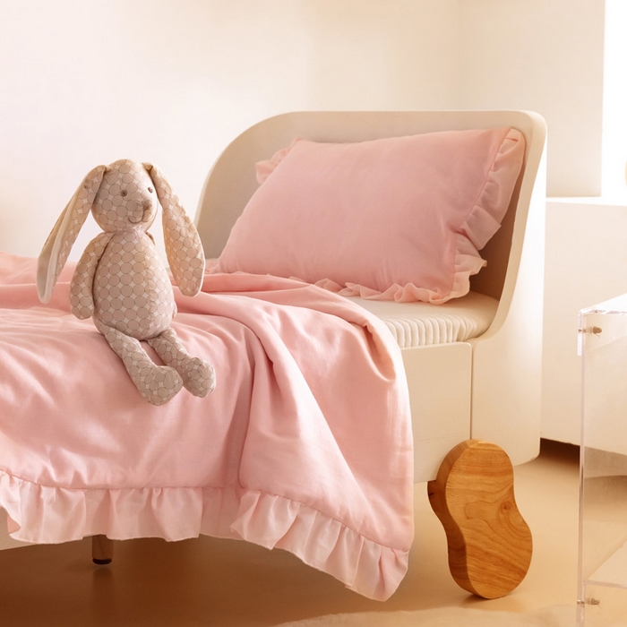 91家纺网 家纺一手货源 找家纺 喜多兔 2023新款小轻柔纱布纯棉双层纱空调被 粉色萌企鹅