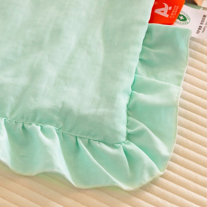 91家纺网 家纺一手货源 找家纺 喜多兔 2023新款小轻柔纱布纯棉双层纱空调被 绿色萌小牛