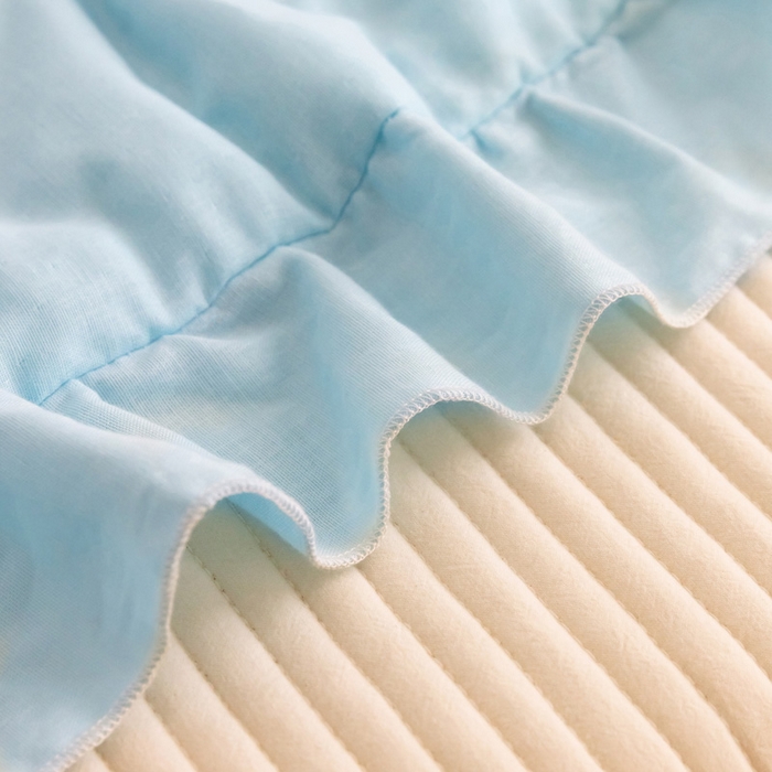 91家纺网 家纺一手货源 找家纺 喜多兔 2023新款小轻柔纱布纯棉双层纱空调被 蓝色Q企鹅