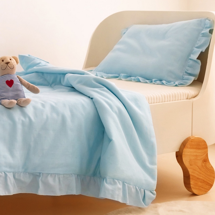 91家纺网 家纺一手货源 找家纺 喜多兔 2023新款小轻柔纱布纯棉双层纱空调被 蓝色Q企鹅