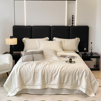 91家纺网 家纺一手货源 找家纺 （总）娇逸家居 2025新款镂空花边60支天丝提花夏被（专版花型）