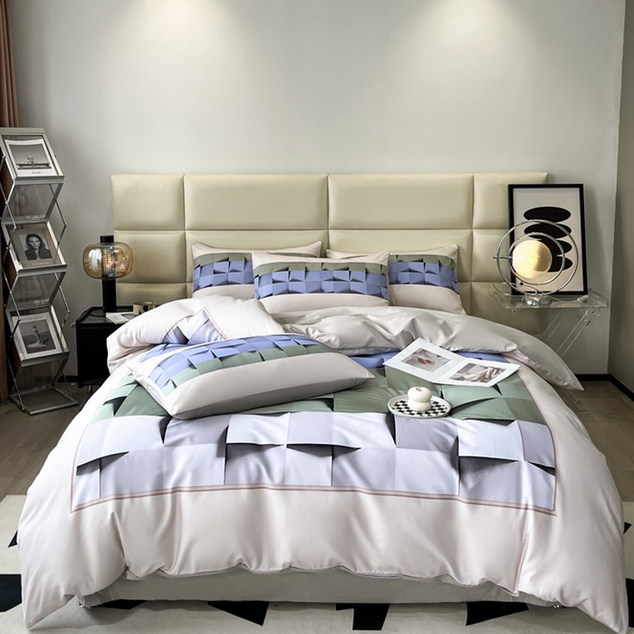 91家纺网 家纺一手货源 找家纺 安莱生活 2023新款长绒棉数码大版数码印花居家高级风四件套 格森