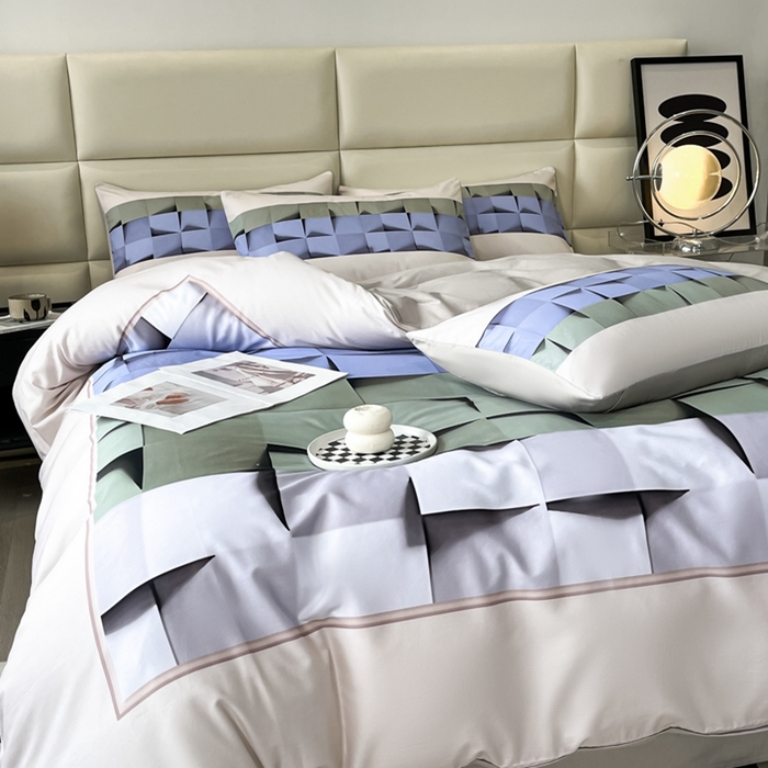 91家纺网 家纺一手货源 找家纺 安莱生活 2023新款长绒棉数码大版数码印花居家高级风四件套 格森