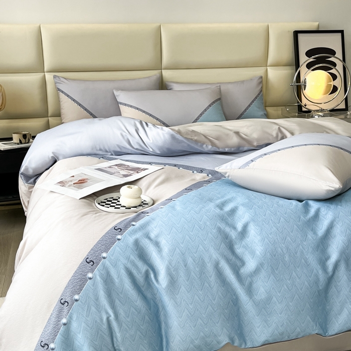 91家纺网 家纺一手货源 找家纺 安莱生活 2023新款长绒棉数码大版数码印花居家高级风四件套 简格