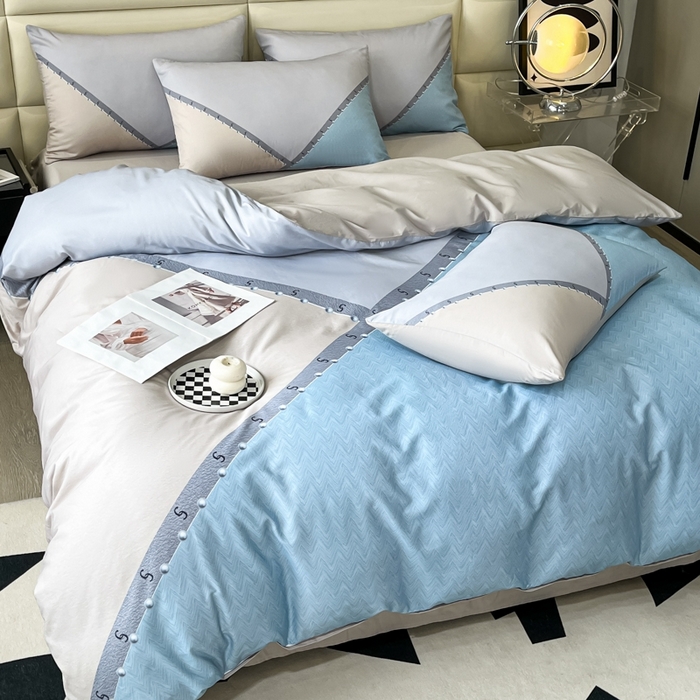 91家纺网 家纺一手货源 找家纺 安莱生活 2023新款长绒棉数码大版数码印花居家高级风四件套 简格