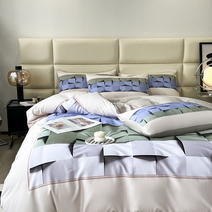 91家纺网 家纺一手货源 找家纺 安莱生活 2023新款长绒棉数码大版数码印花居家高级风四件套 格森