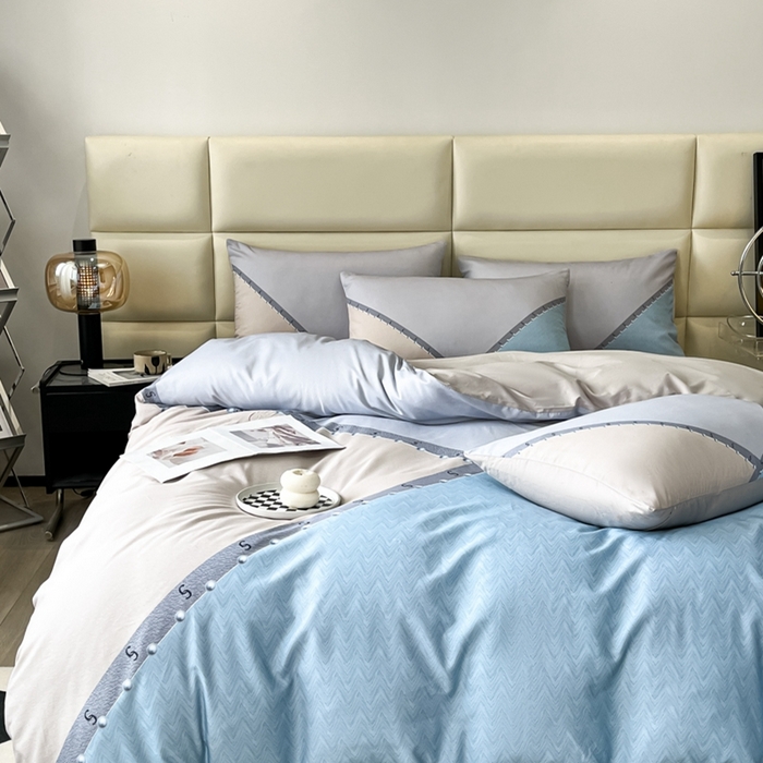 91家纺网 家纺一手货源 找家纺 安莱生活 2023新款长绒棉数码大版数码印花居家高级风四件套 简格