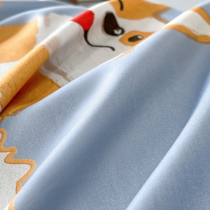 91家纺网 家纺一手货源 找家纺 安莱生活 2023新款长绒棉数码大版数码印花居家高级风四件套 柯基