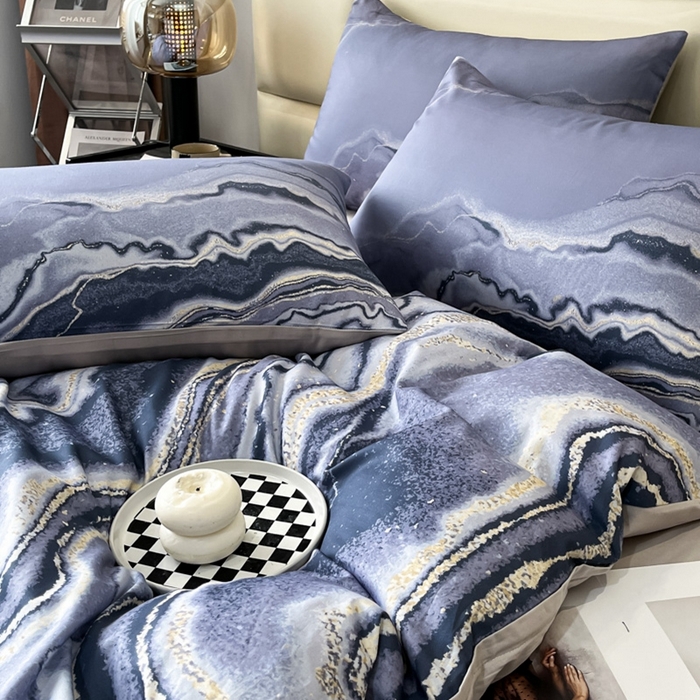 91家纺网 家纺一手货源 找家纺 安莱生活 2023新款长绒棉数码大版数码印花居家高级风四件套 琉璃