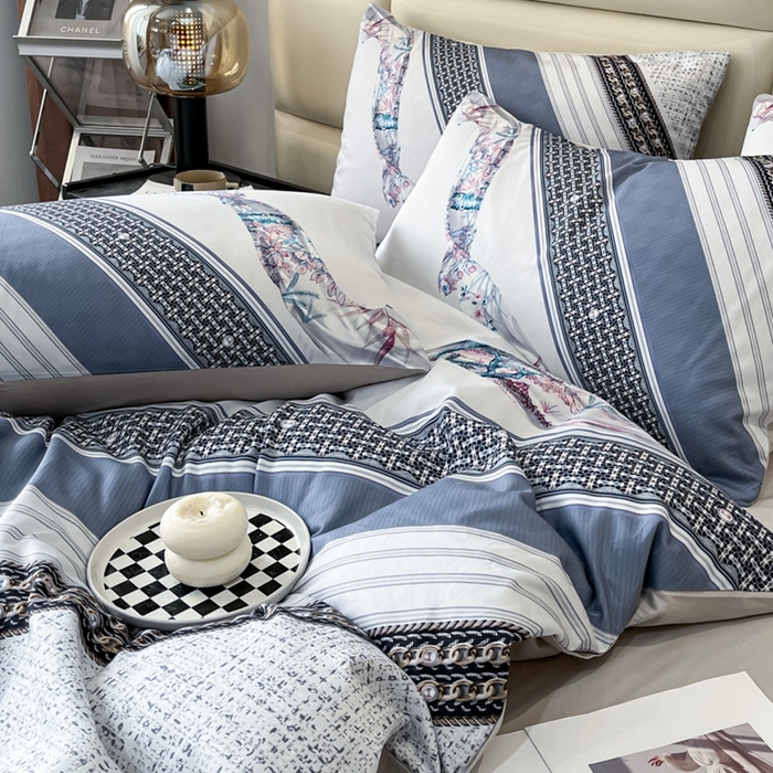 91家纺网 家纺一手货源 找家纺 安莱生活 2023新款长绒棉数码大版数码印花居家高级风四件套 魅影