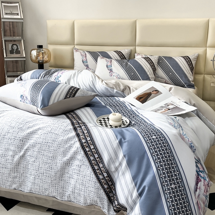 91家纺网 家纺一手货源 找家纺 安莱生活 2023新款长绒棉数码大版数码印花居家高级风四件套 魅影