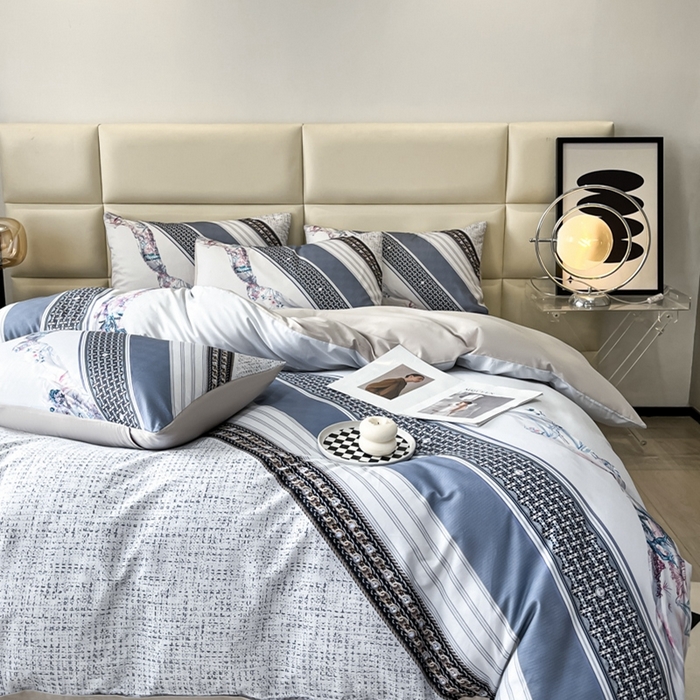 91家纺网 家纺一手货源 找家纺 安莱生活 2023新款长绒棉数码大版数码印花居家高级风四件套 魅影