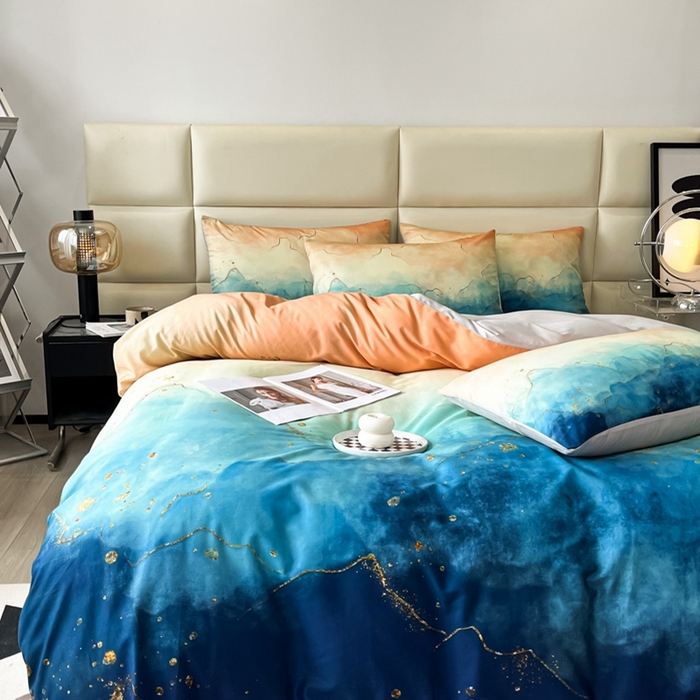 91家纺网 家纺一手货源 找家纺 安莱生活 2023新款长绒棉数码大版数码印花居家高级风四件套 洛辰