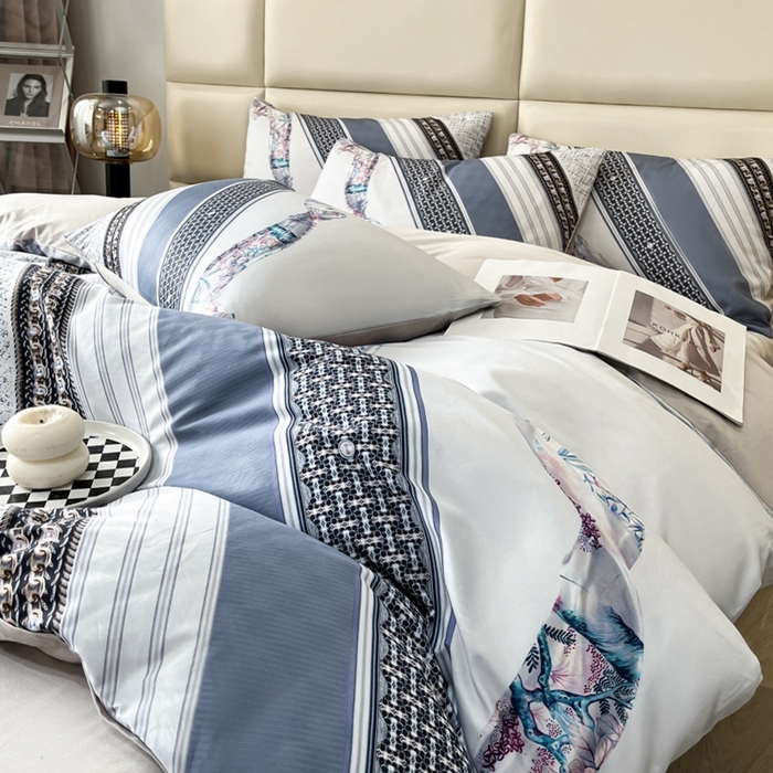 91家纺网 家纺一手货源 找家纺 安莱生活 2023新款长绒棉数码大版数码印花居家高级风四件套 魅影