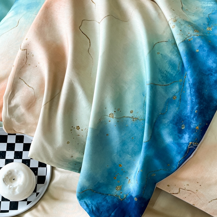 91家纺网 家纺一手货源 找家纺 安莱生活 2023新款长绒棉数码大版数码印花居家高级风四件套 洛辰