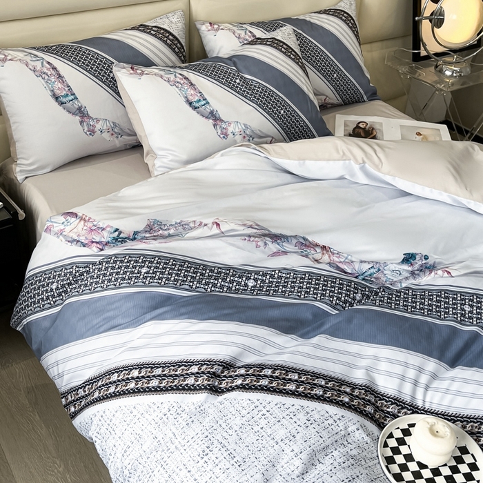 91家纺网 家纺一手货源 找家纺 安莱生活 2023新款长绒棉数码大版数码印花居家高级风四件套 魅影