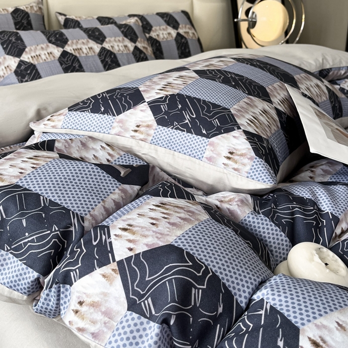 91家纺网 家纺一手货源 找家纺 安莱生活 2023新款长绒棉数码大版数码印花居家高级风四件套 威廉