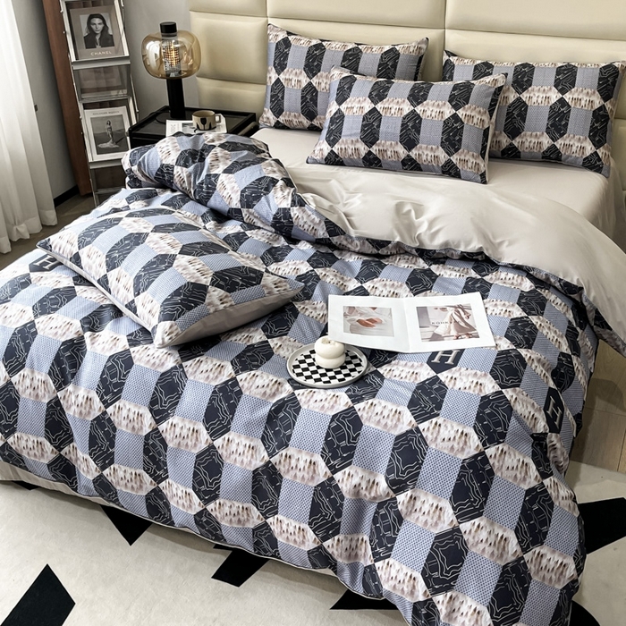 91家纺网 家纺一手货源 找家纺 安莱生活 2023新款长绒棉数码大版数码印花居家高级风四件套 威廉