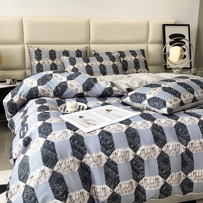 91家纺网 家纺一手货源 找家纺 安莱生活 2023新款长绒棉数码大版数码印花居家高级风四件套 威廉