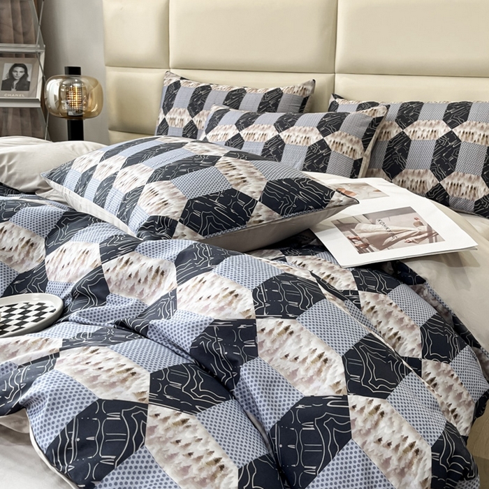 91家纺网 家纺一手货源 找家纺 安莱生活 2023新款长绒棉数码大版数码印花居家高级风四件套 威廉