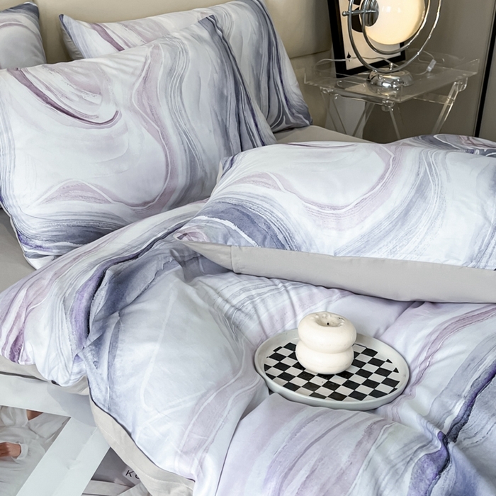 91家纺网 家纺一手货源 找家纺 安莱生活 2023新款长绒棉数码大版数码印花居家高级风四件套 虚迷