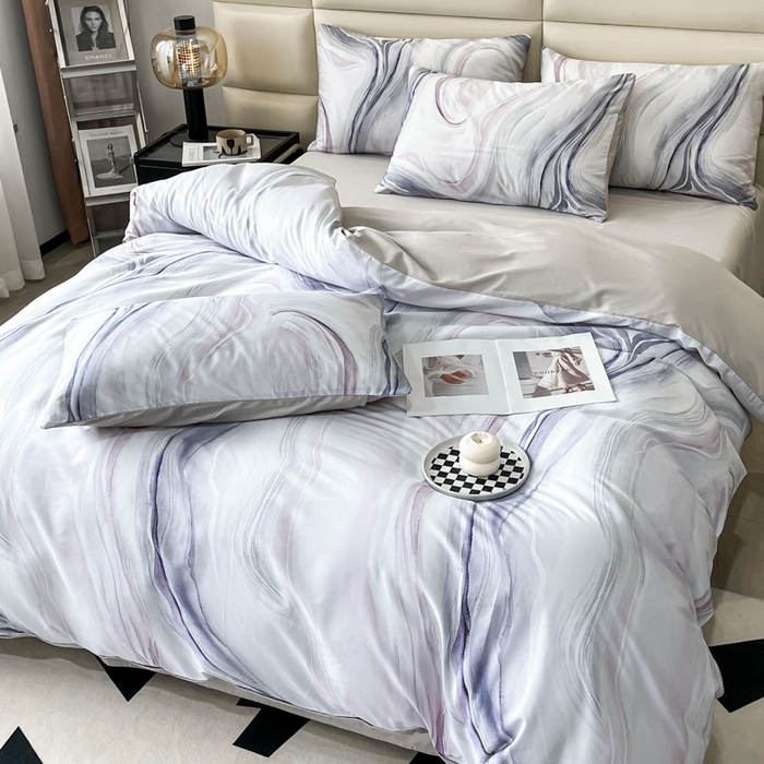 91家纺网 家纺一手货源 找家纺 安莱生活 2023新款长绒棉数码大版数码印花居家高级风四件套 虚迷