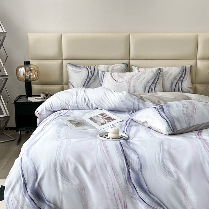 91家纺网 家纺一手货源 找家纺 安莱生活 2023新款长绒棉数码大版数码印花居家高级风四件套 虚迷