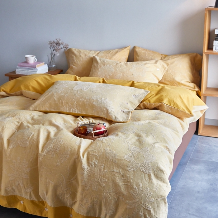 91家纺网 家纺一手货源 找家纺 （总）安莱生活2023新品双层纱大提花高奢工艺款四件套馥香系列