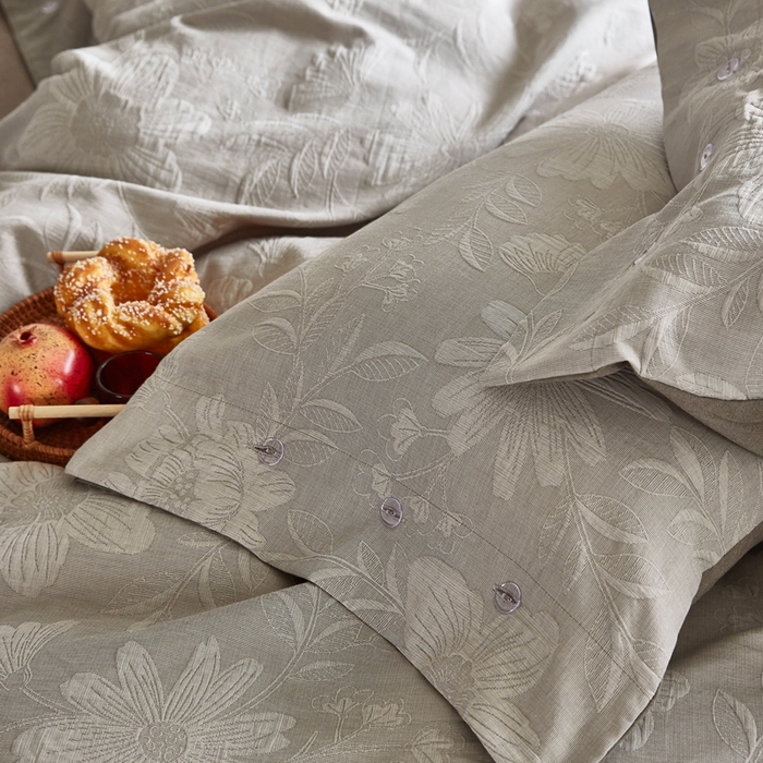 91家纺网 家纺一手货源 找家纺 安莱生活2023新品双层纱大提花高奢工艺款四件套馥香系列 馥香--浅灰