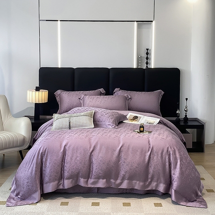 91家纺网 家纺一手货源 找家纺 （总）娇逸 2024新款60支天丝提花四件套-凌烟蝶舞