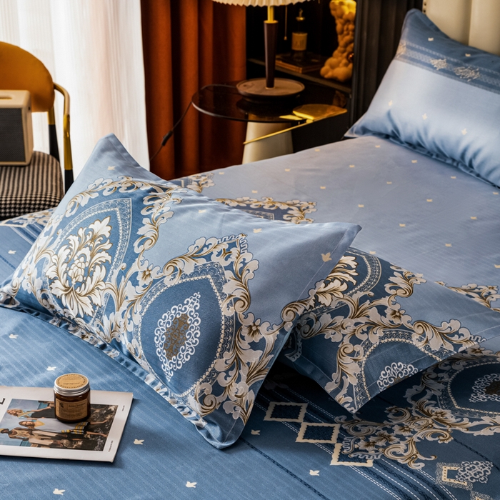 91家纺网 家纺一手货源 找家纺 美莱家纺 2023直播爆款冰丝凉席床裙款单件三件套可谈价 欧式风情