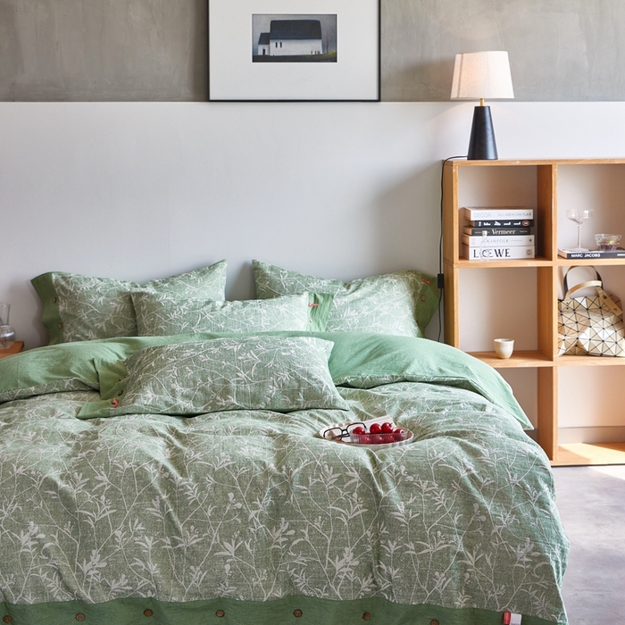 91家纺网 家纺一手货源 找家纺 （总）安莱生活 2023新款双层纱大提花高奢工艺款四件套-疯狂生长