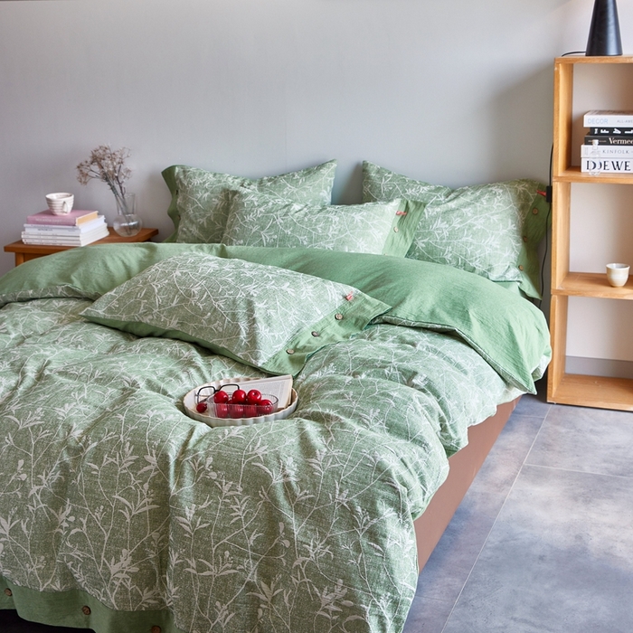 91家纺网 家纺一手货源 找家纺 （总）安莱生活 2023新款双层纱大提花高奢工艺款四件套-疯狂生长