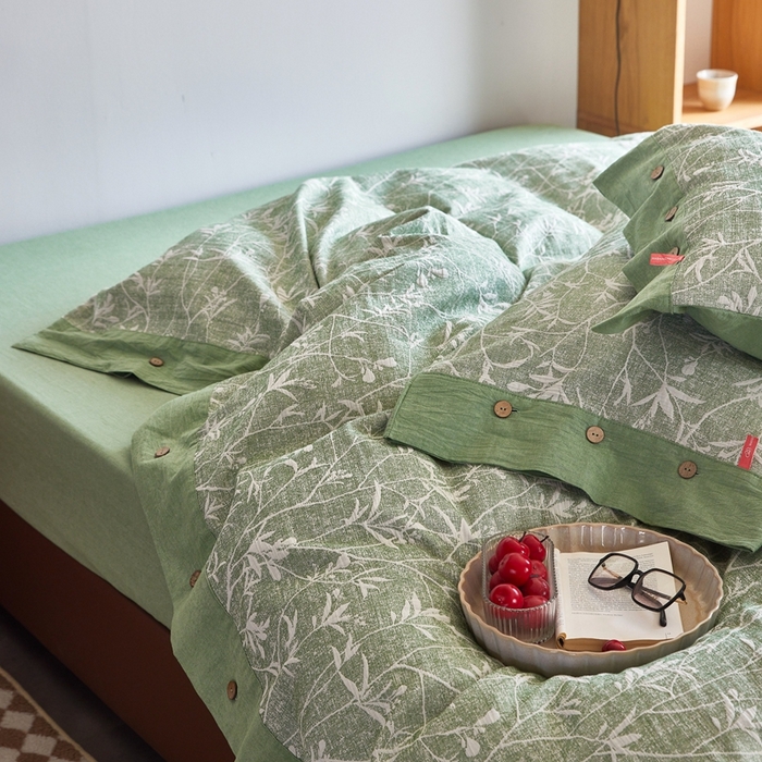 91家纺网 家纺一手货源 找家纺 （总）安莱生活 2023新款双层纱大提花高奢工艺款四件套-疯狂生长