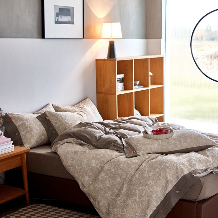 91家纺网 家纺一手货源 找家纺 安莱生活 2023新款双层纱大提花高奢工艺款四件套-疯狂生长 疯狂生长--咖色