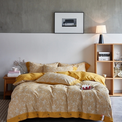 安莱生活 2023新款双层纱大提花高奢工艺款四件套-疯狂生长 疯狂生长--姜黄