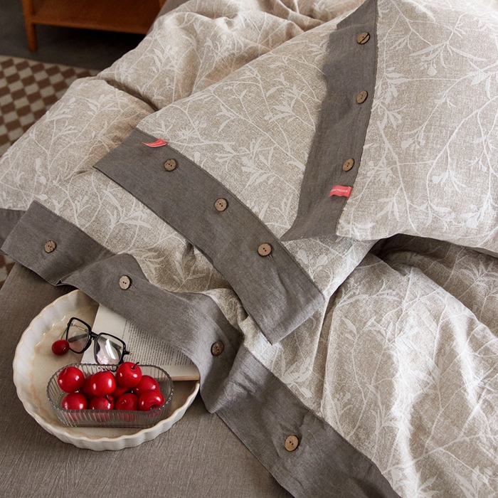 91家纺网 家纺一手货源 找家纺 安莱生活 2023新款双层纱大提花高奢工艺款四件套-疯狂生长 疯狂生长--咖色