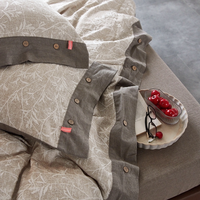 91家纺网 家纺一手货源 找家纺 安莱生活 2023新款双层纱大提花高奢工艺款四件套-疯狂生长 疯狂生长--咖色