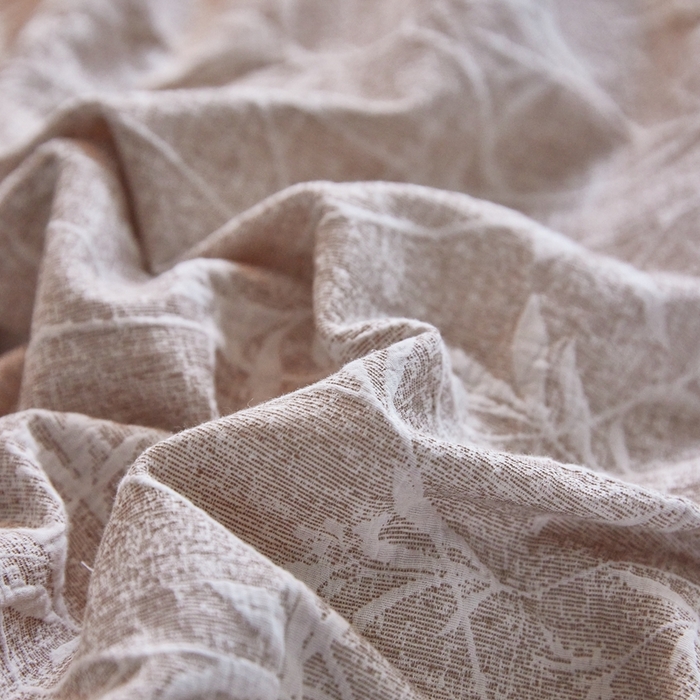 91家纺网 家纺一手货源 找家纺 安莱生活 2023新款双层纱大提花高奢工艺款四件套-疯狂生长 疯狂生长--咖色