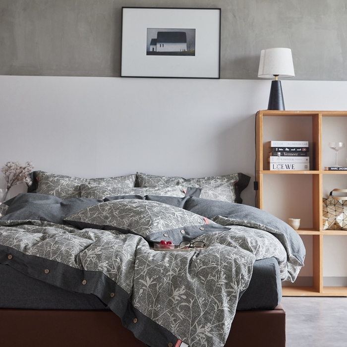 91家纺网 家纺一手货源 找家纺 安莱生活 2023新款双层纱大提花高奢工艺款四件套-疯狂生长 疯狂生长--深灰