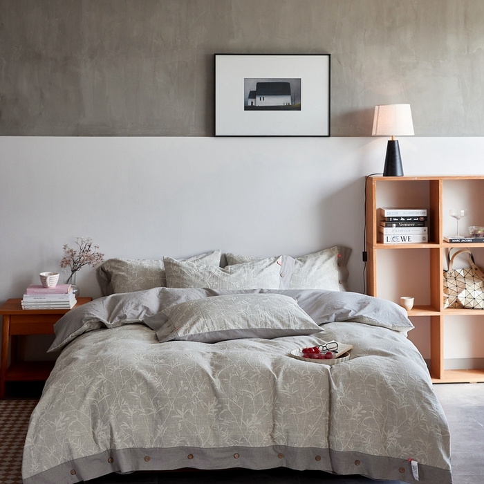 91家纺网 家纺一手货源 找家纺 安莱生活 2023新款双层纱大提花高奢工艺款四件套-疯狂生长 疯狂生长--银灰